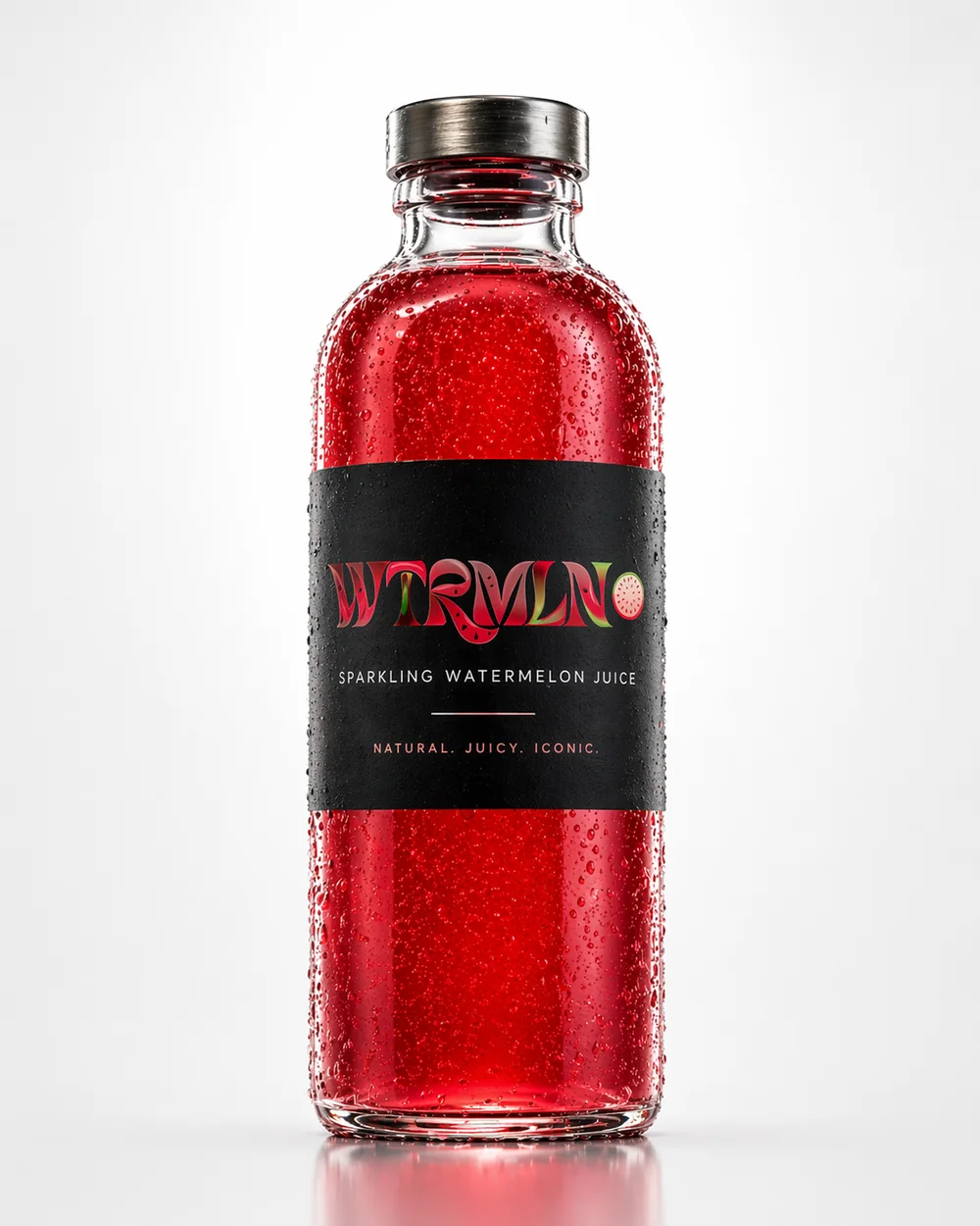WTRMLN Sparkling Watermelon Juice Clean Product Cut auf weißem Hintergrund